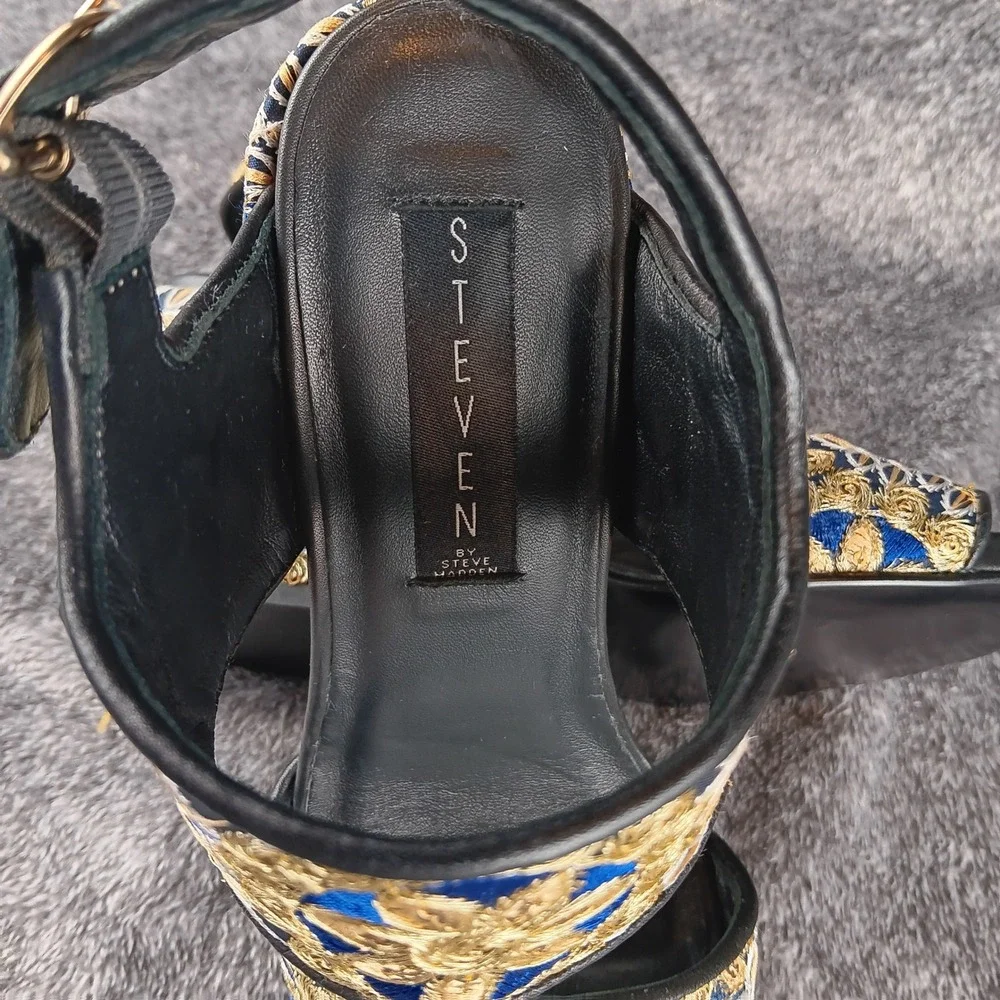 STEVEN BY STEVE MADDEN Embellished Platform Block Heels‎ Sandals Women's Size 38
